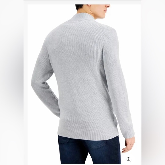 INC International Concept Men’s Sweater Midnight Grey Size XL Full Zip Ribbed - Picture 2 of 3